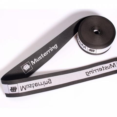 Double sided printed threaded jacquard woven tape